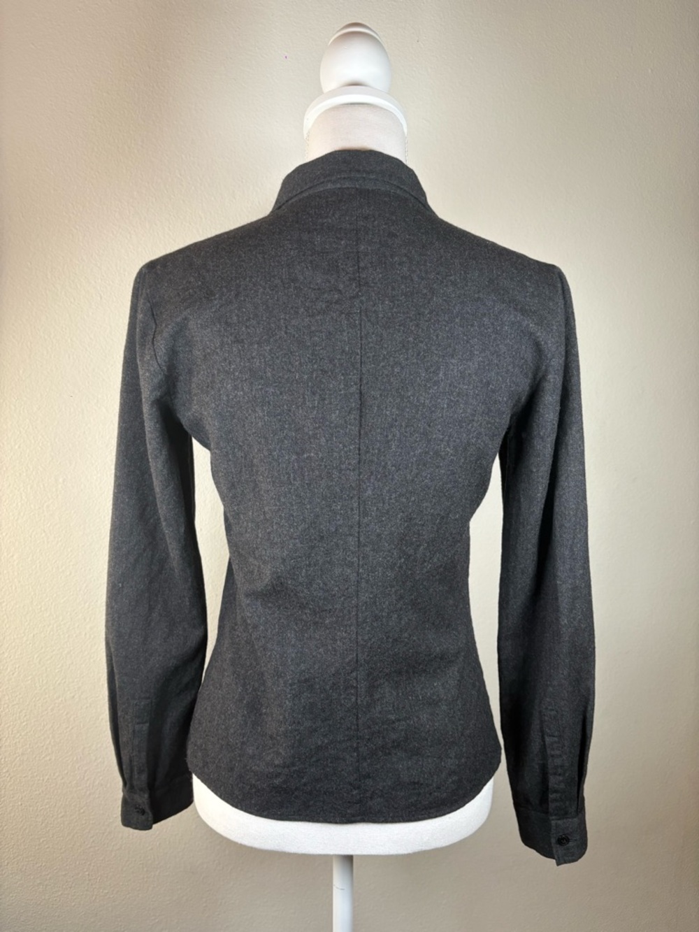miu miu charcoal wool tailored button up blouse italy - Picture 5 of 15